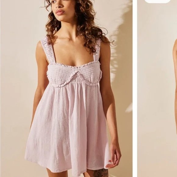 Free People Dresses & Skirts - Free People Blissful Breeze Minidress in Light Lilac/Pink, Size Medium, NWOT
